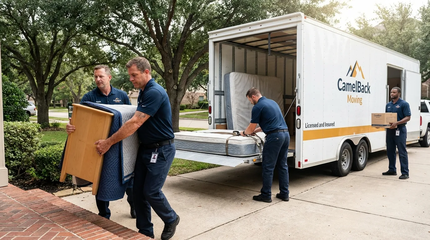Crew loading residential truck for cross-state move from Osage Beach, MO